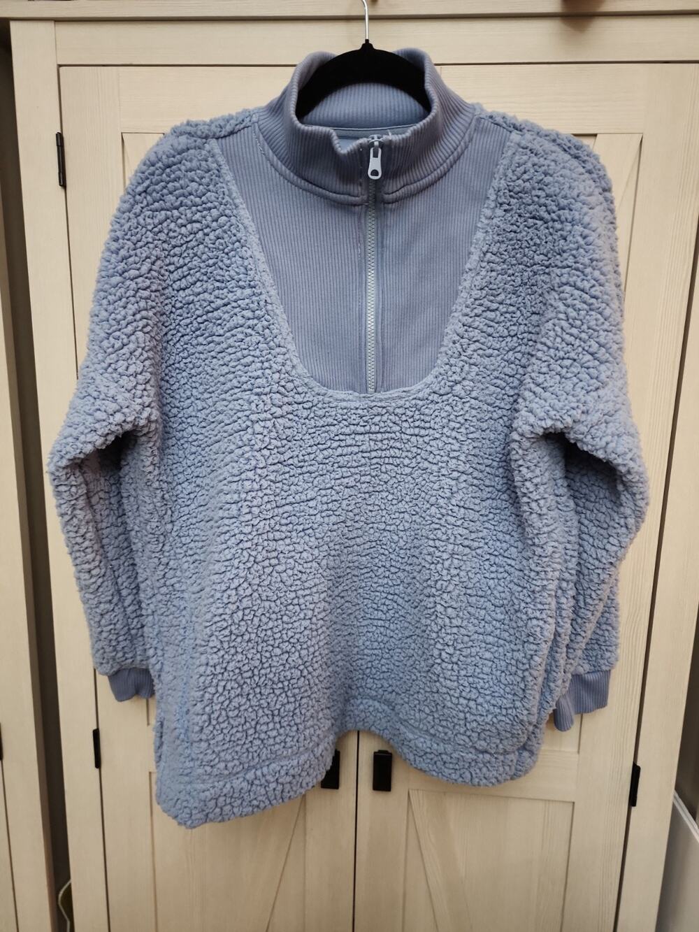 Aerie Sherpa Quarter Zip Pullover Blue Women's Sz Small